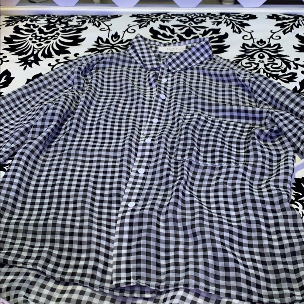 Checkered button-down shirt